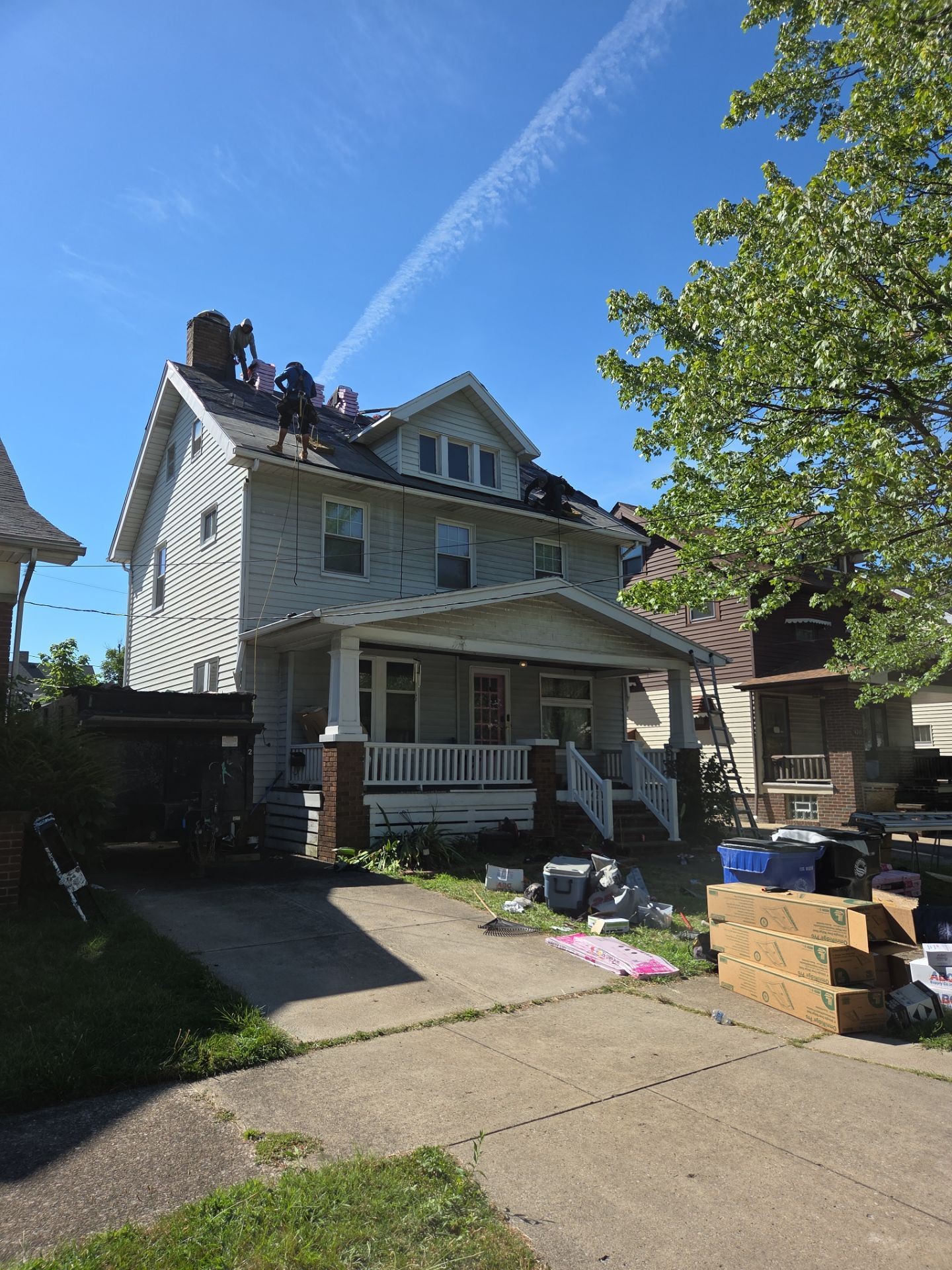 Roof being installed before image